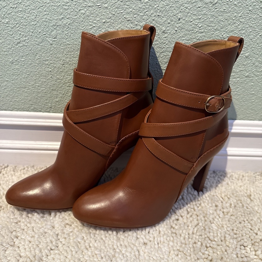 Ralph Lauren Purple Label Kourtney-Bo-BTE Brown Burnished Calf 38/7.5 Luxury